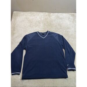 Vintage Nike Golf Windbreaker Mens Large Blue White Swoosh Fleece Pullover